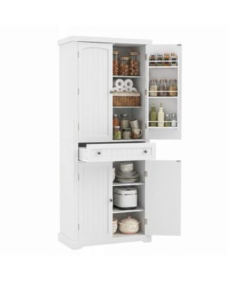 72in Tall Kitchen Pantry Storage Cabinet with 4 Fluted Doors and 6 Door Shelves