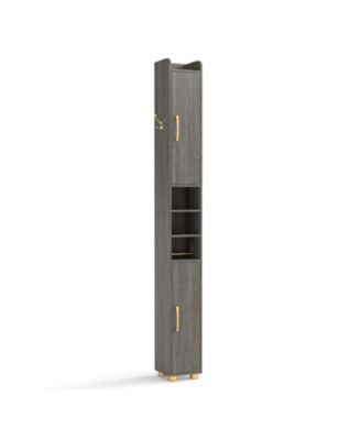 69.5-in Narrow Bathroom Cabinet with Open Shelves and Paper Holder