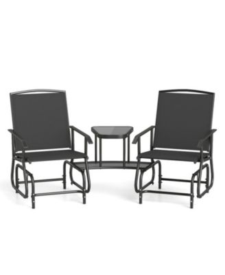 2-Seater Outdoor Glider Bench with 2-Tier Center Table