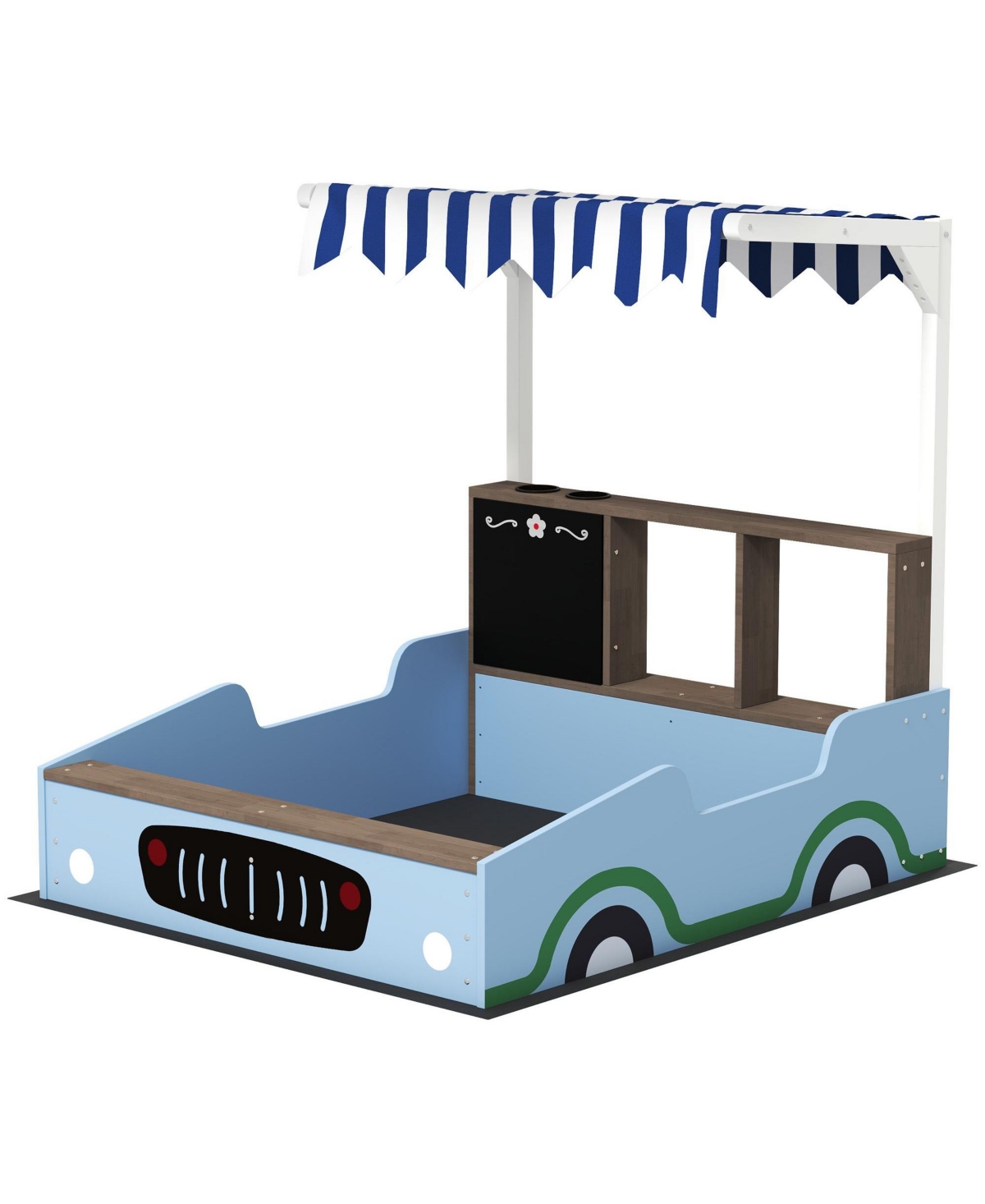 Sevorley Kids Wood Sandbox with Canopy and Chalkboard, Ages 3–7