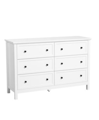 6 Drawer Wooden Dresser Chest with Sliding Anti Tip Device Closet Storage TV Stand Organizer