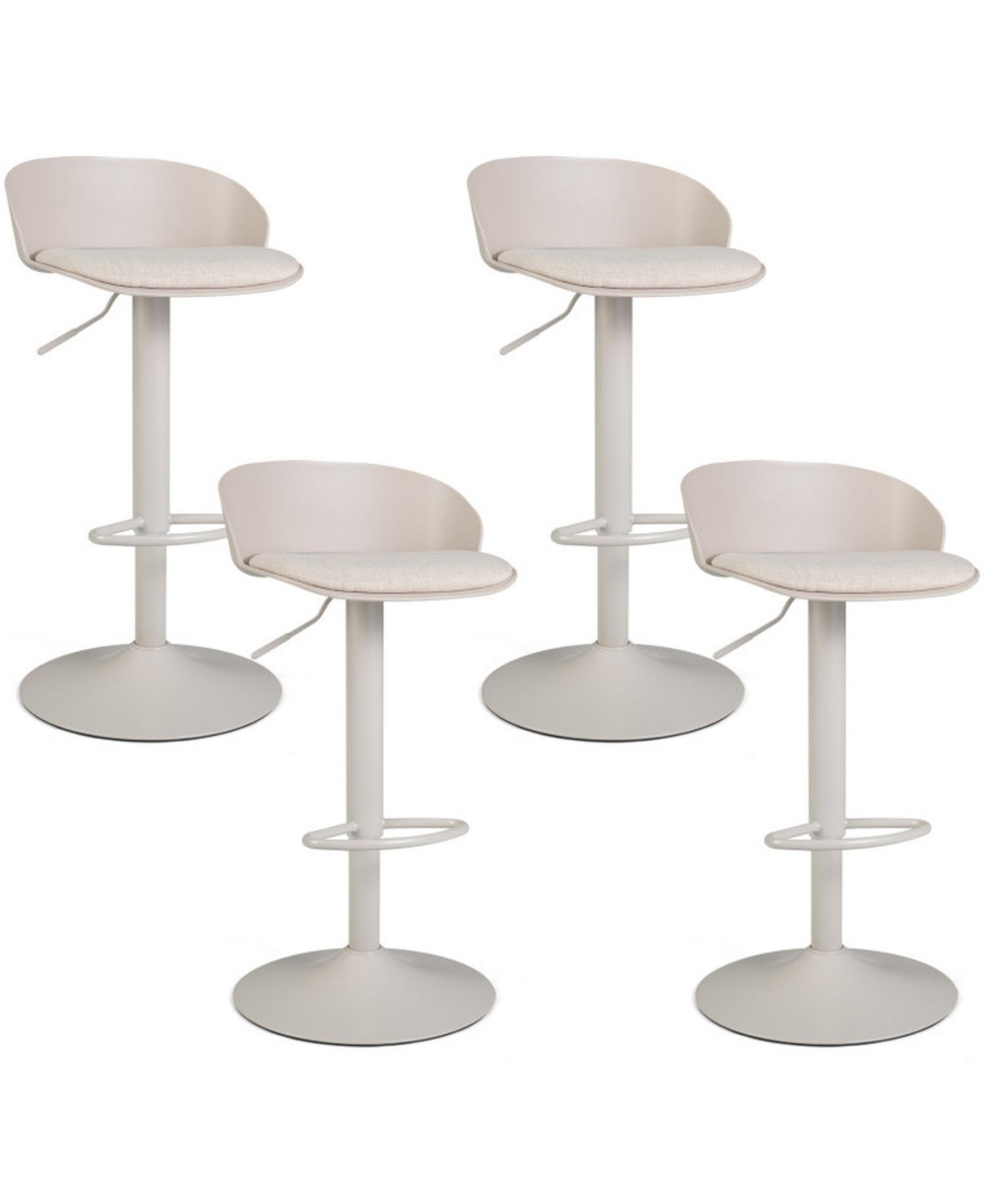 Sugift Set of 4 Adjustable Swivel with Back Footrest 330 lbs Dining Bar Stools