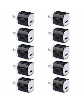 10 Pack Single-Port USB 5V 1A Output Wall Charger for iPhone, Samsung, iPad, and other smartphones