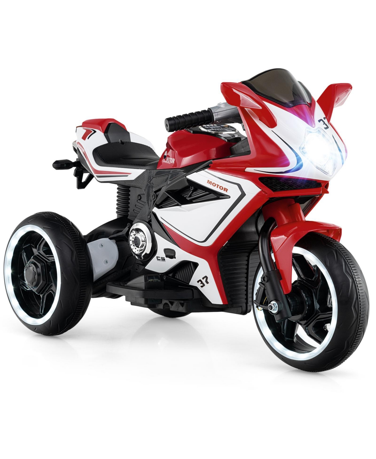 Mecale 6V Kids Ride-On Motorcycle with Soft Start and Stop and Led Wheel Lights, 66 lb. Capacity, Ages 3+ - Red