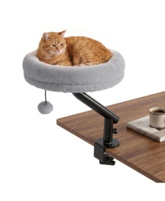 360-Degree Rotating Cat Desk Bed Featuring Removable Perch
