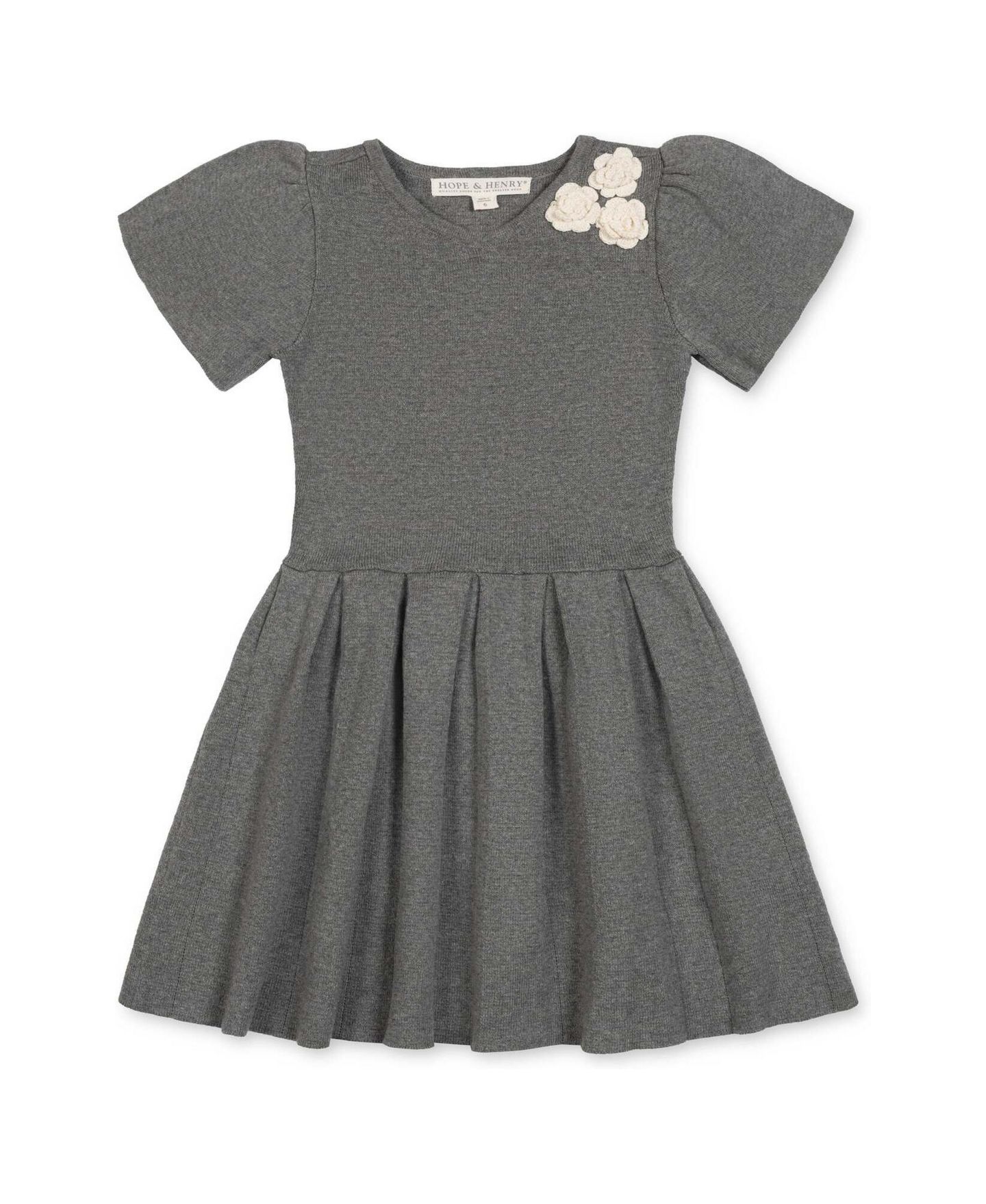 Платье Hope & Henry Organic Cotton Pleated Sweater Dress для девочек-малышей, цвет: Тёмный серый меланжевый — фото 1