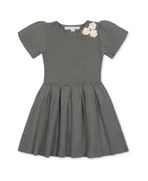 Платье Hope & Henry Organic Cotton Pleated Sweater Dress для девочек-малышей, цвет: Тёмный серый меланжевый