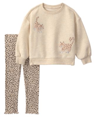 Toddler Girls' 2T-5T Leopard Print Long-Sleeve Top and Pants, 2-Piece Set