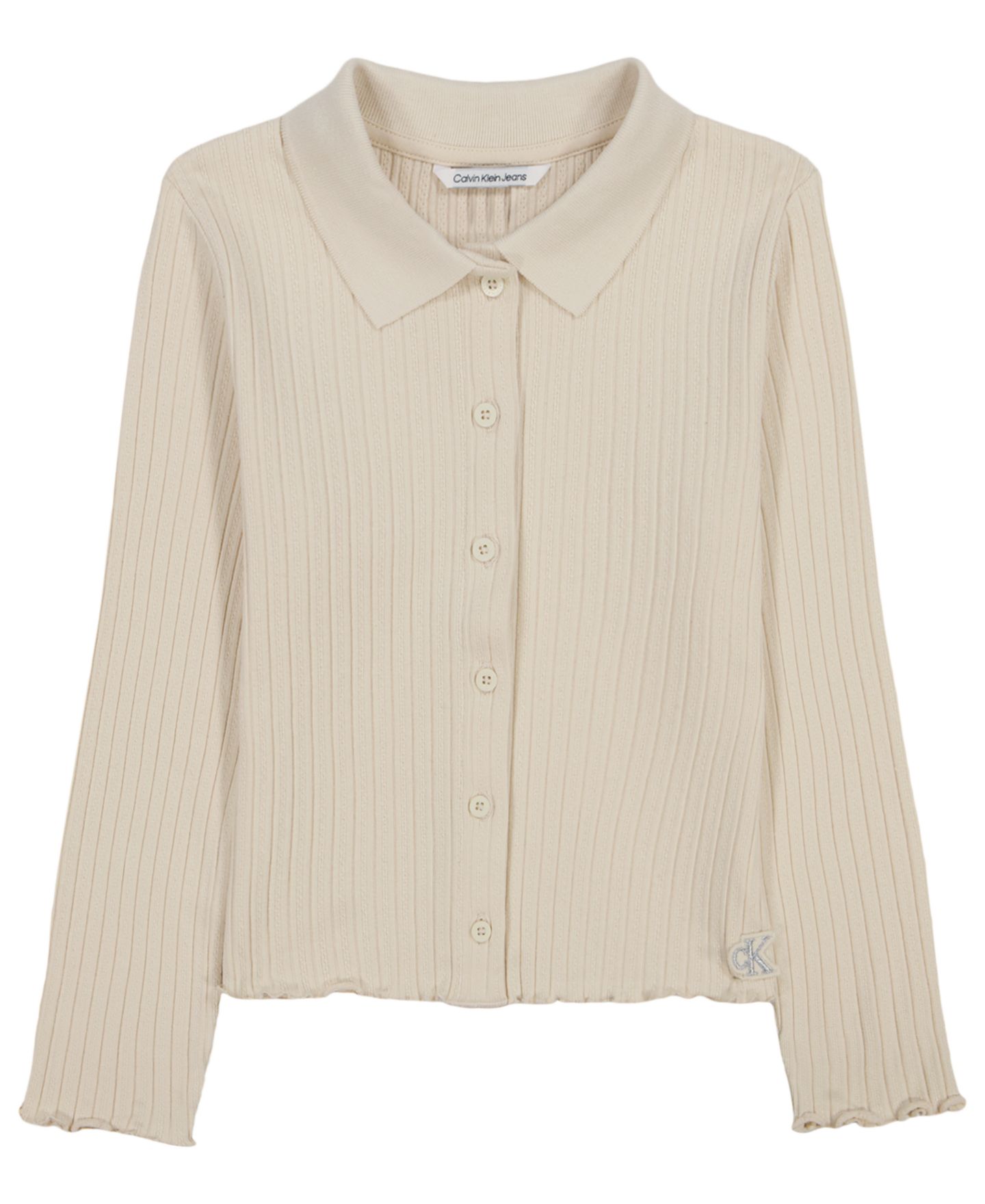 Кардиган Calvin Klein Long-Sleeve Pointelle для девочек, цвет: Turtledove — фото 4