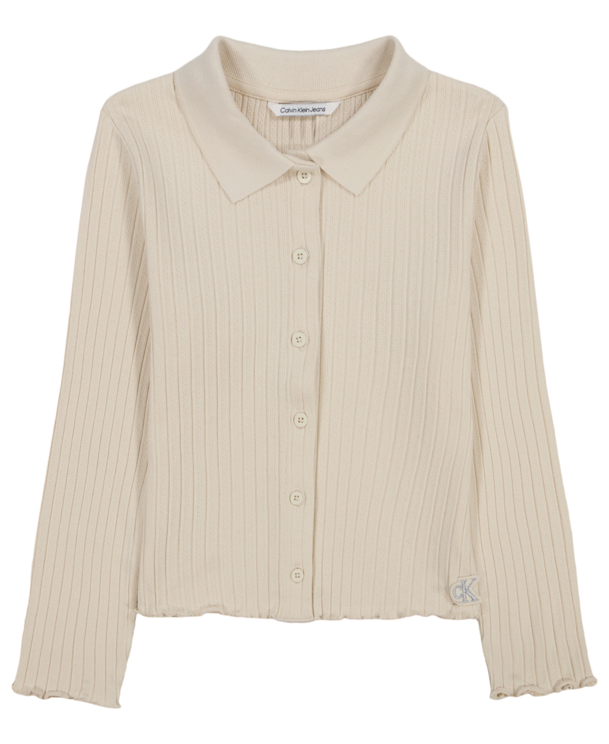 Calvin Klein Girls' 7-16 Long-Sleeve Pointelle Cardigan