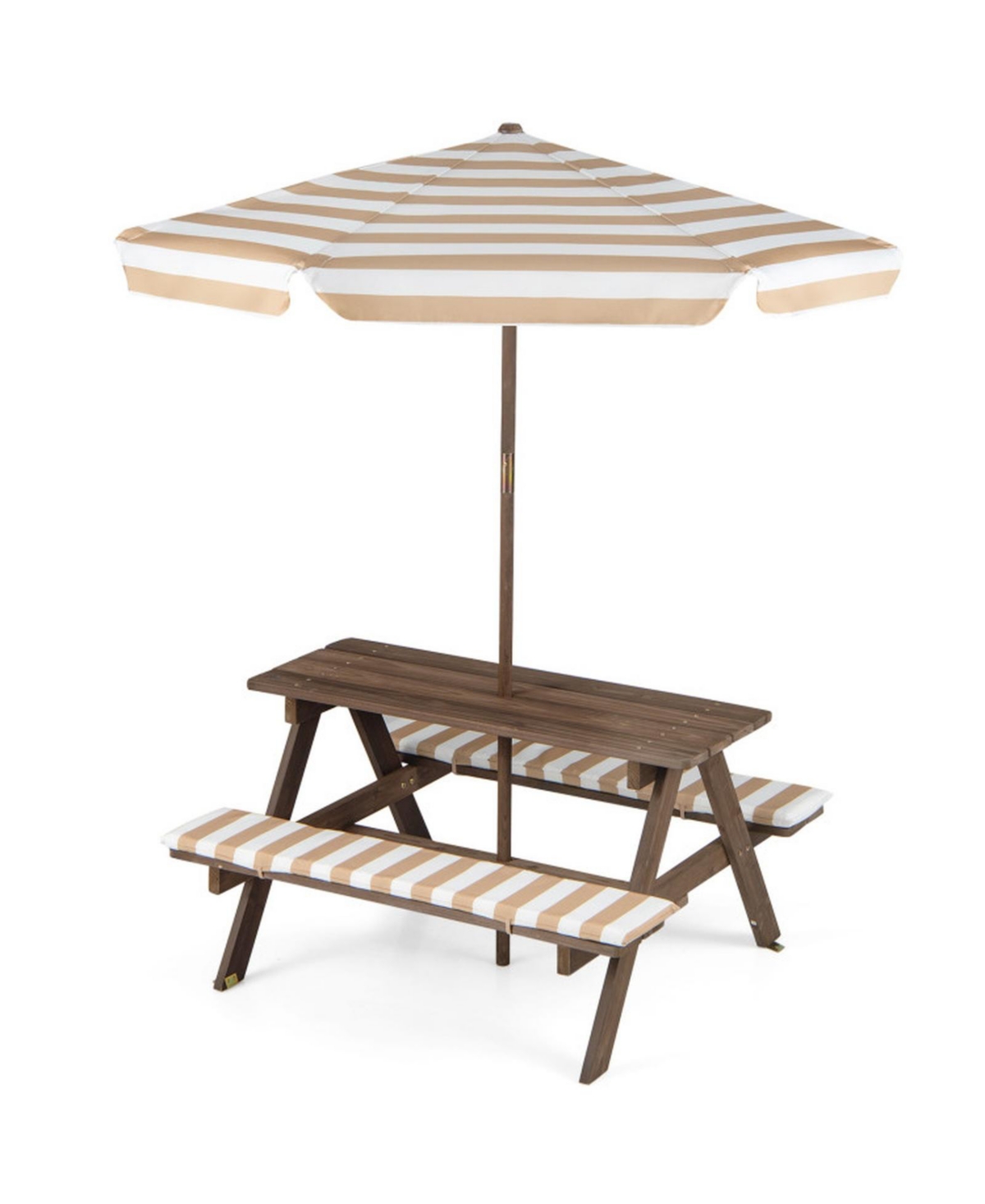 Gouun Fir Wood Kids Picnic Table Featuring Built-In Benches Table - Coffee white