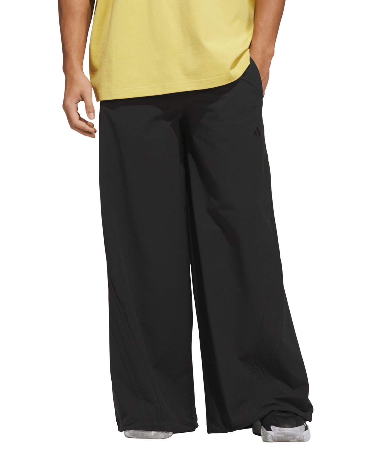 adidas Men's Wide-Leg Loose-Fit Woven-Dobby Pants - black