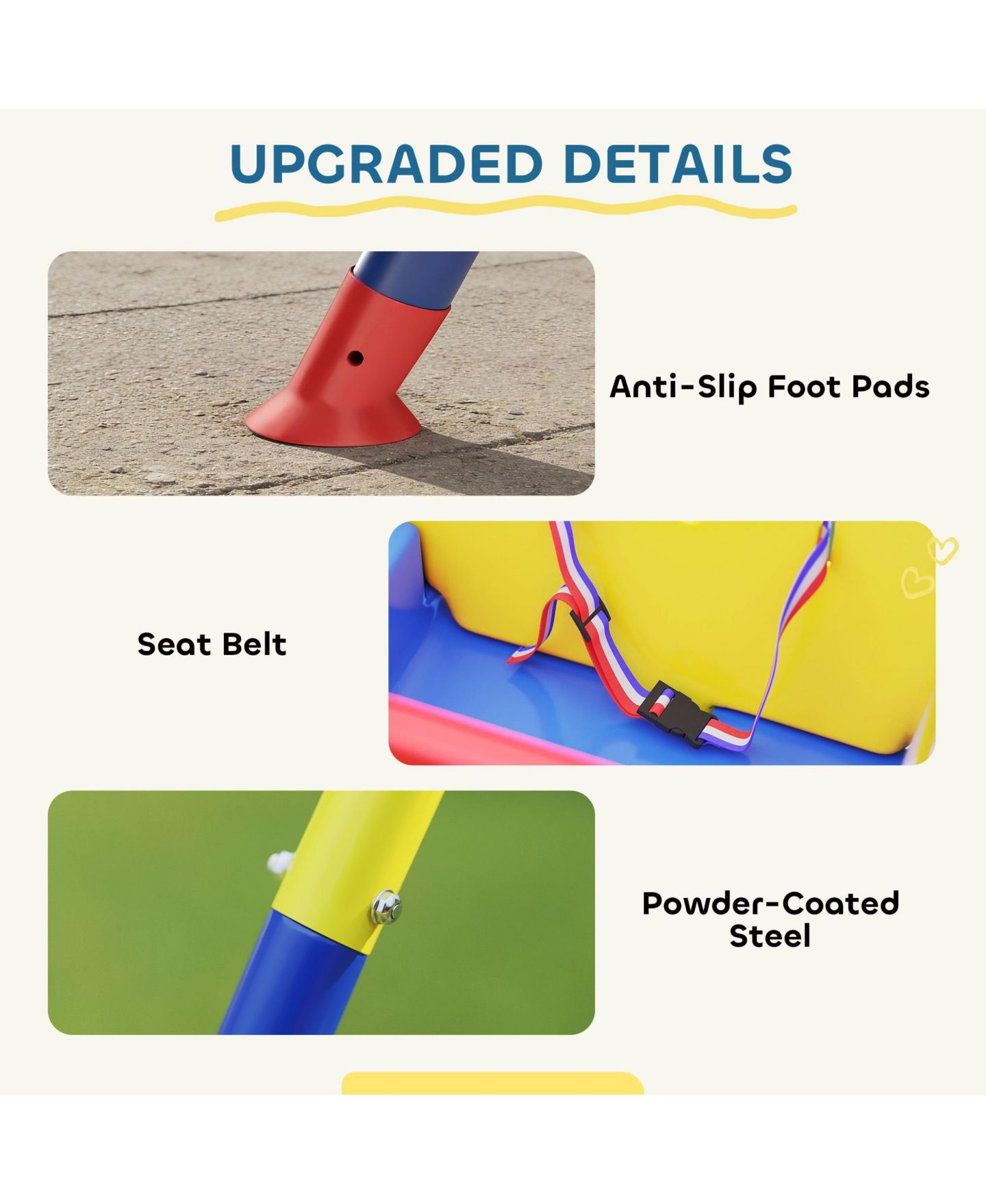 Детские игрушки SEVORLEY Kids' Swing Set with Folding Design & Seat Restraint, Ages 9-36 Months, цвет: Синий — фото 8