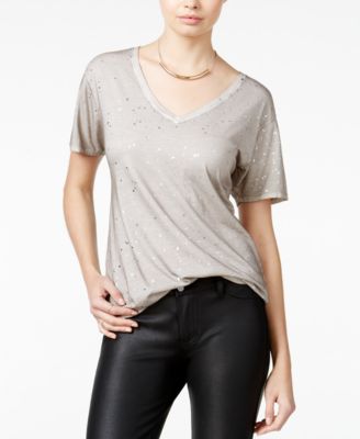 GUESS - Metallic V-Neck T-Shirt