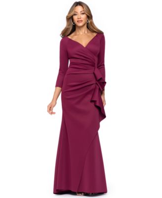 Women's 3/4-Sleeve Ruffle Long Dress
