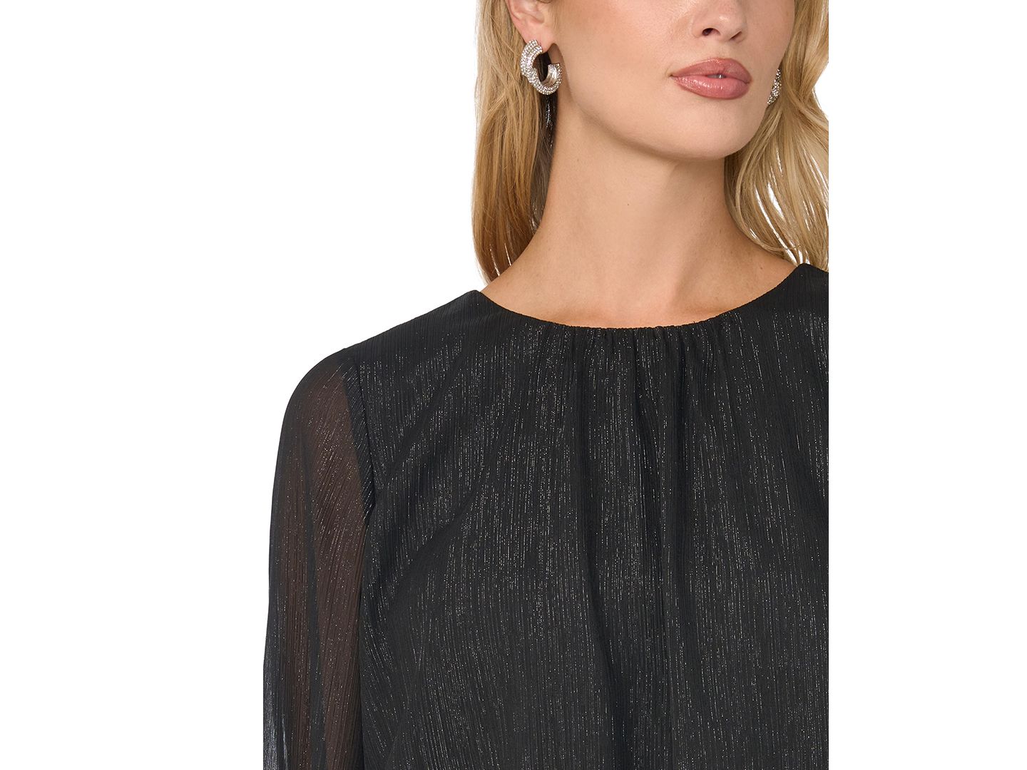 Женская блузка Vince Camuto Long Sleeve Bubble, цвет: Насыщенный чёрный — фото 3