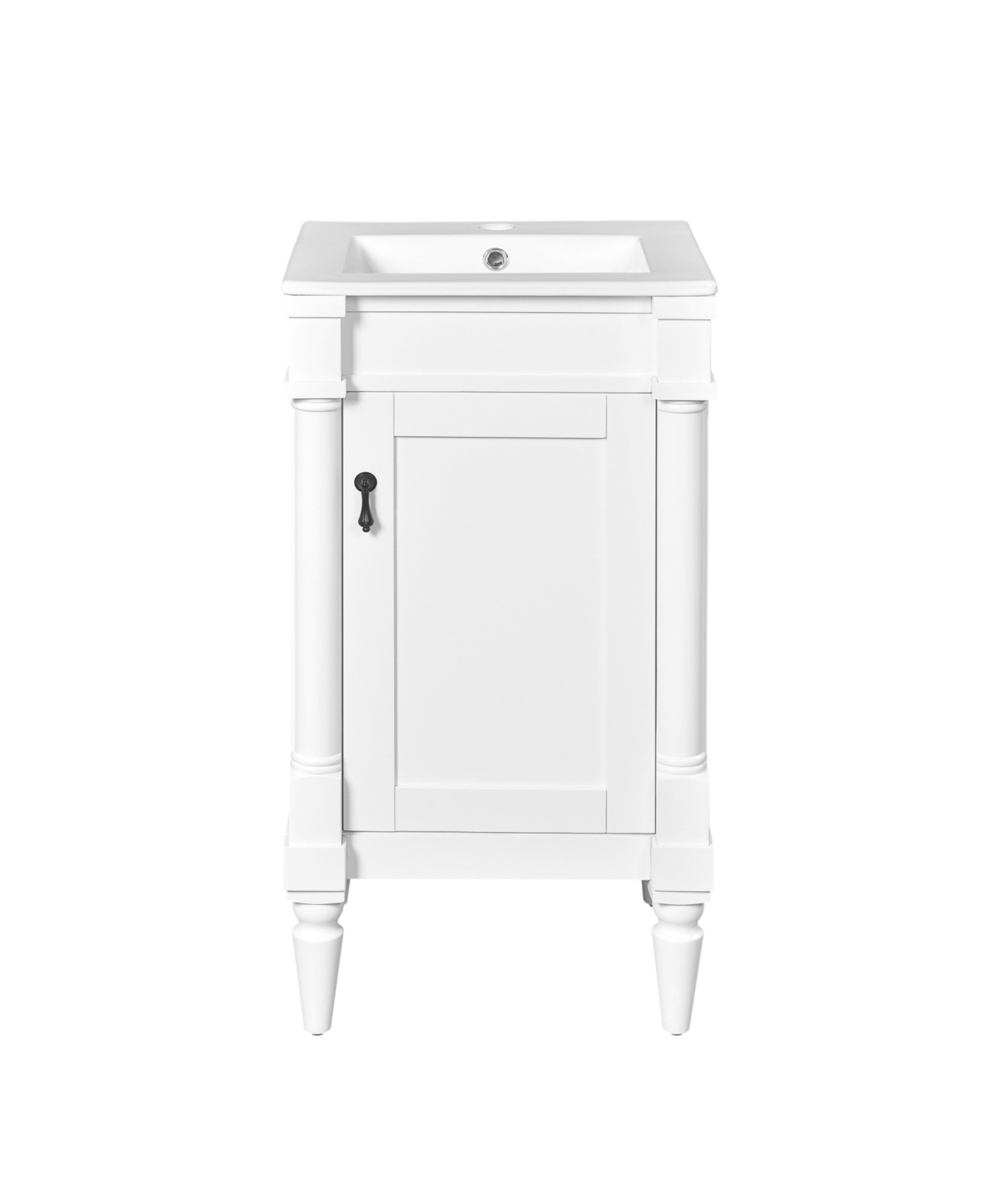 Sillysis 18 Inch Freestanding Bathroom Vanity, Mdf Cabinet with Solid Wood Frame and Legs, Adjustable Shelf, Assembly Required - White