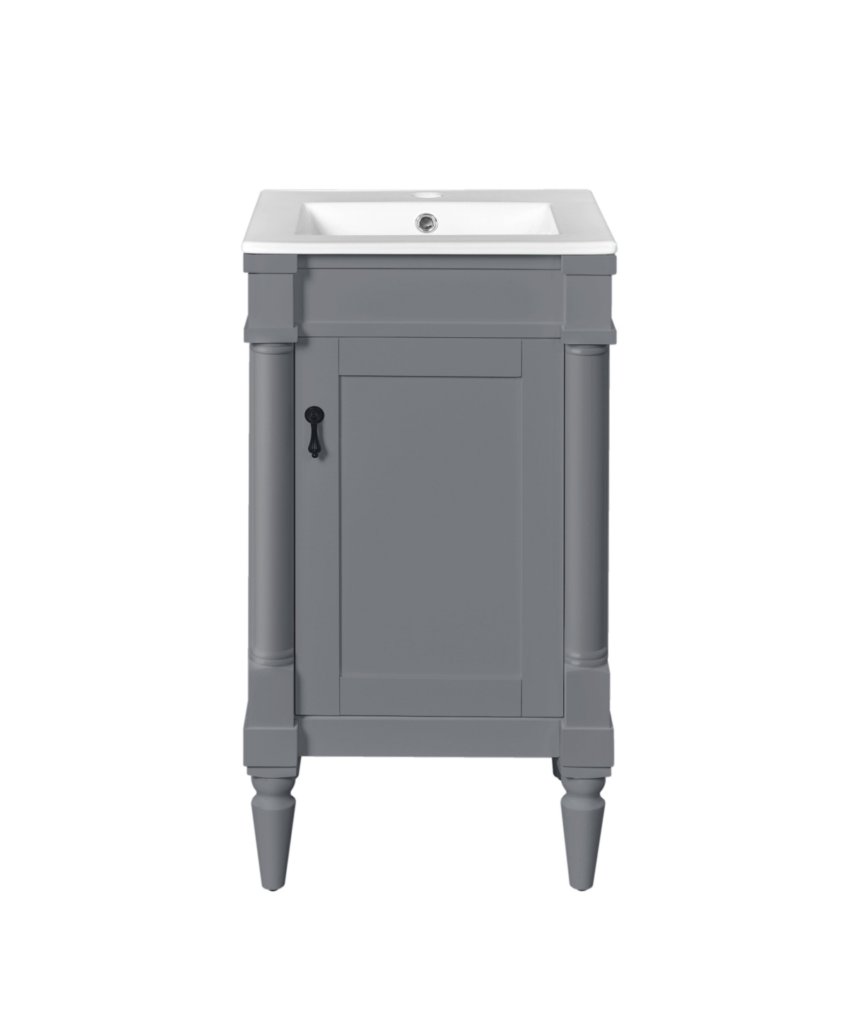 Sillysis 18 Inch Freestanding Bathroom Vanity, Mdf Cabinet with Solid Wood Frame and Legs, Adjustable Shelf, Assembly Required - Grey