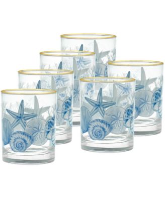 Coastal Beach Shells Double Old Fashioned Glasses, Set of 6