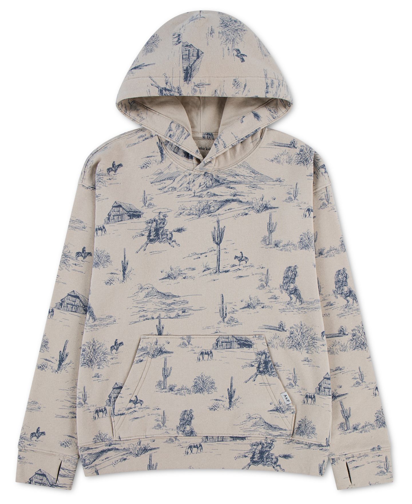 Худи abercrombie kids Giddy Up Long-Sleeve Scenic-Print Kangaroo Pocket Pullover для мальчиков, цвет: Серый — фото 1