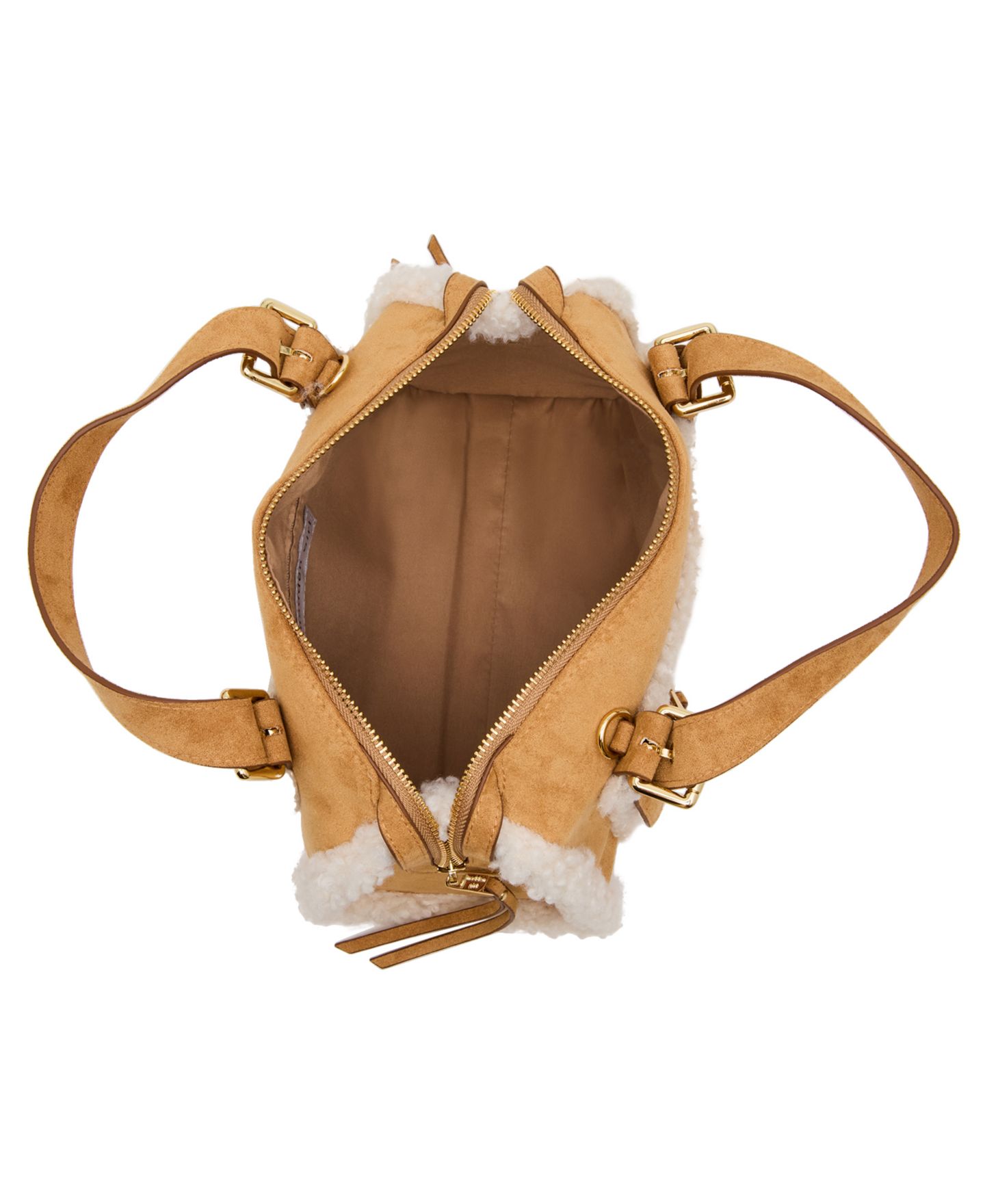 Женская сумка Madden Girl Sherpa Medium Satchel Handbag, цвет: Рыжевато-коричневый — фото 4