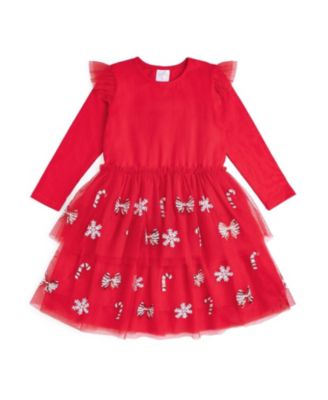 Baby Girls' Peppermint Swirl Holiday Sequin Long-Sleeve Tutu Dress