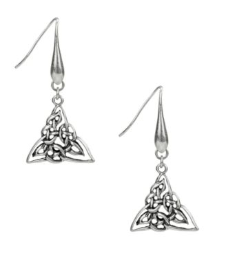 Silver-Tone Mixed-Metal Triquetra Drop Earrings