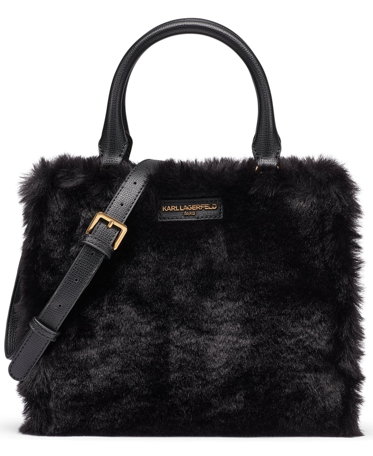 Женская сумка KARL LAGERFELD PARIS Maybelle Small Crossbody Satchel Handbag, цвет: Чёрный / Золотой — фото 1