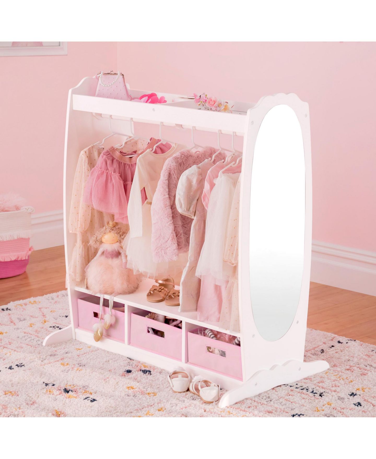 Детские игрушки Guidecraft Dress Up Storage Armoire with Mirror, Ages 2+, цвет: Белый — фото 3