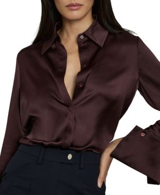 Women's Ameira Silk Long-Sleeve Point-Collar Blouse
