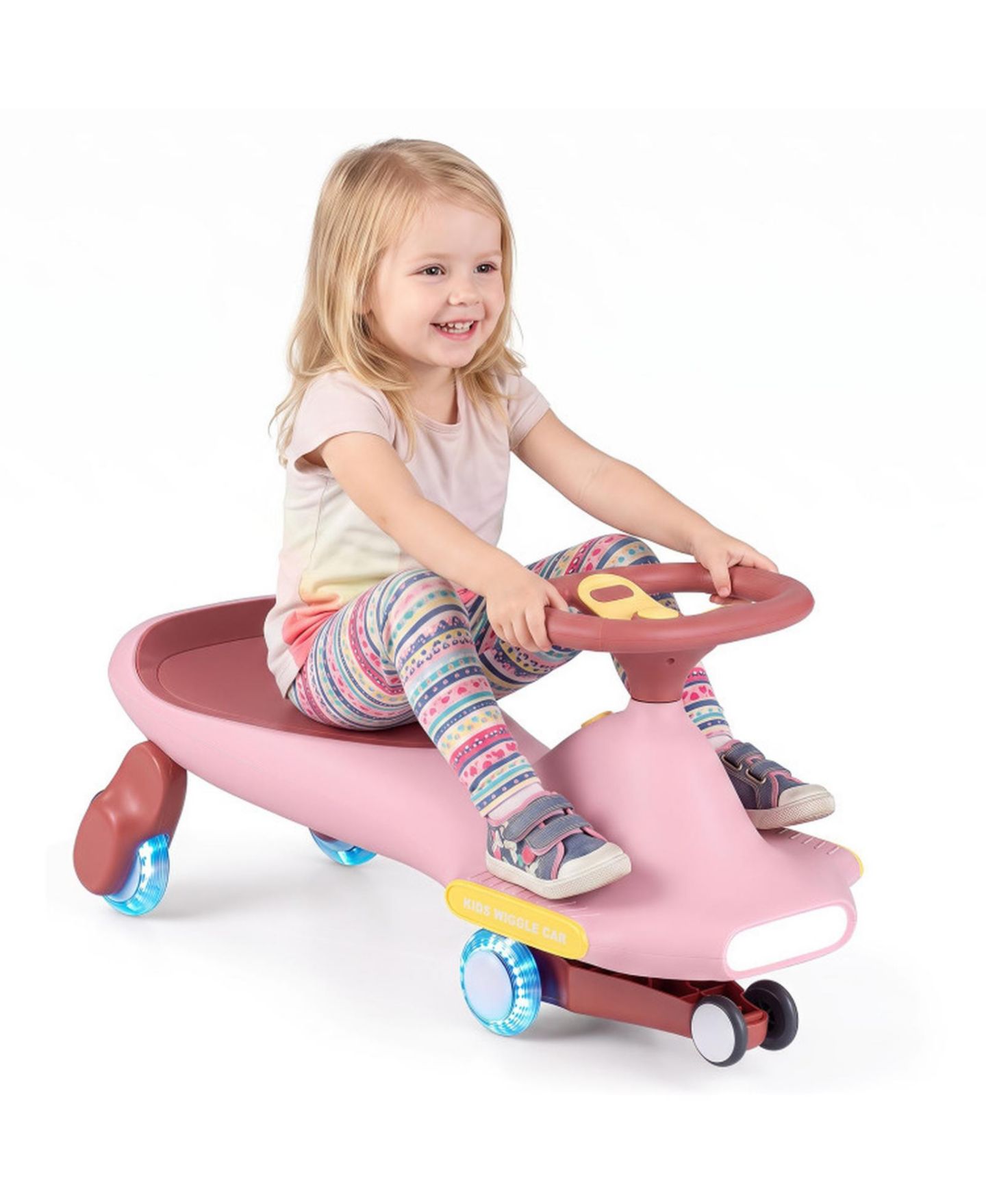 Детская игрушка HONGGE Wiggle Car with Six LED Flashing Wheels, No Pedals, Ages 2-8, цвет: Розовый — фото 8