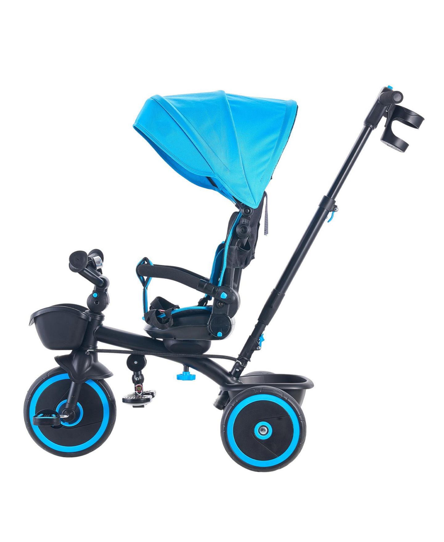 Детская игрушка HONGGE 6-in-1 Convertible Tricycle with Parent Push Handle and Canopy, 55-lb. Capacity, Ages 1-5, цвет: Синий чёрный — фото 7