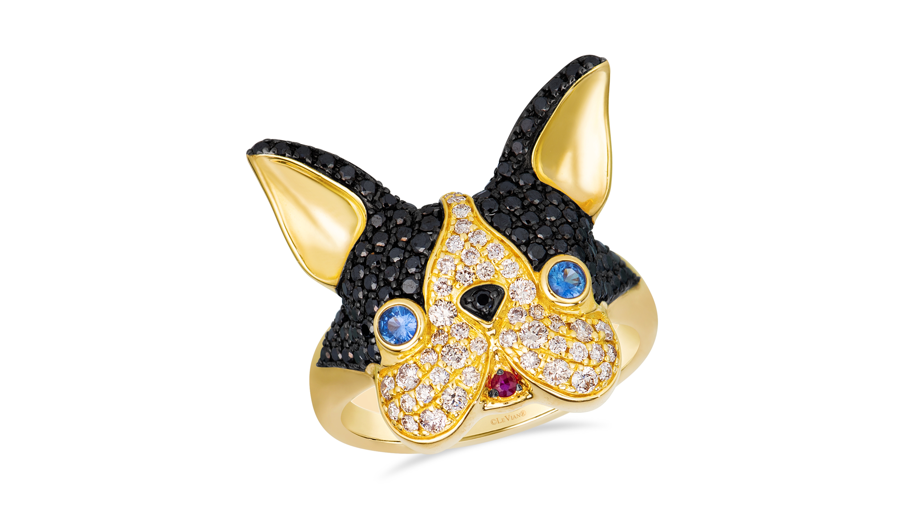Le Vian Honey Gold Black Diamond Round-Cut Ring (0.99 ct. t.w.) in 14k Yellow Gold