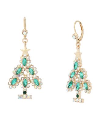 Glass Crystal Christmas Drop Earrings