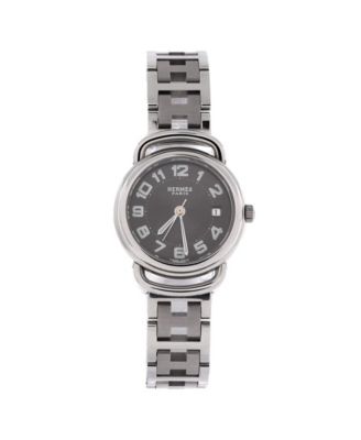 Pre-Owned HermA s Pullman Quartz Watch in Stainless Steel 25mm