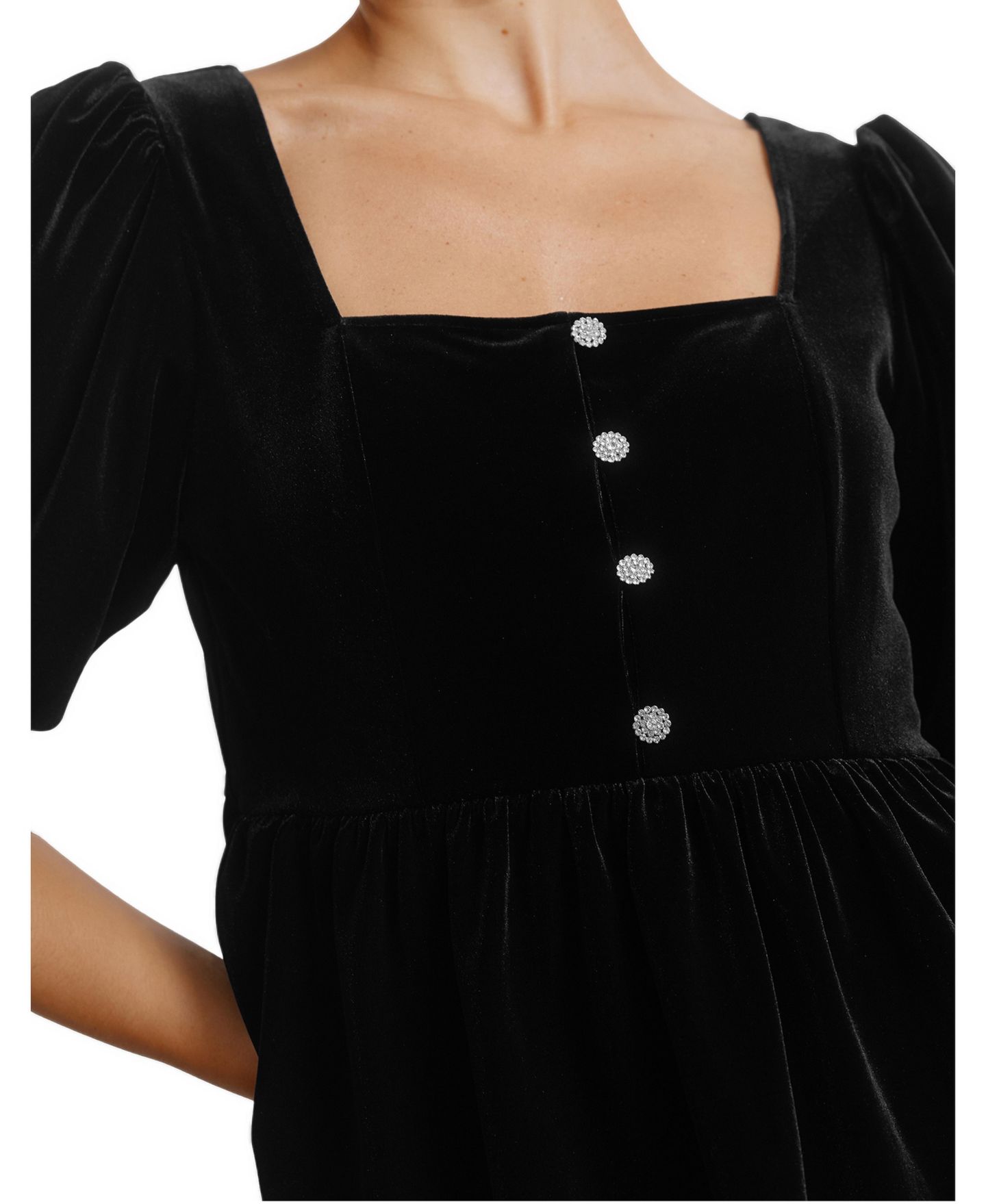 Женский топ Albaray Square-Neck Puff-Sleeve Velvet, цвет: Чёрный — фото 2
