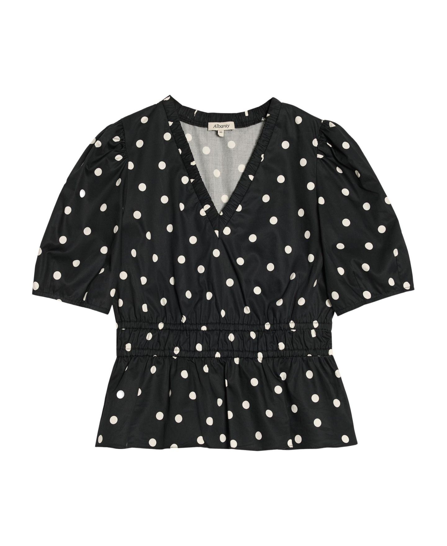 Женская блузка Albaray Polka-Dot Short-Sleeve V-Neck, цвет: Чёрный — фото 5