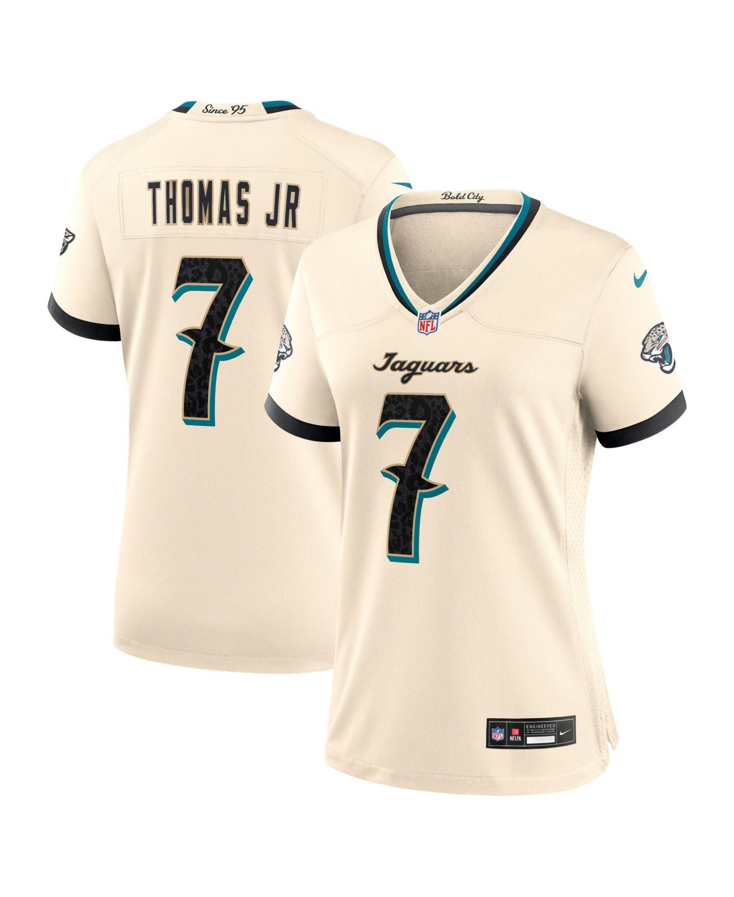 Женский топ Nike Brian Thomas Jr. Natural Jacksonville Jaguars 2026 Rivalries Collection Game Jersey — фото 1