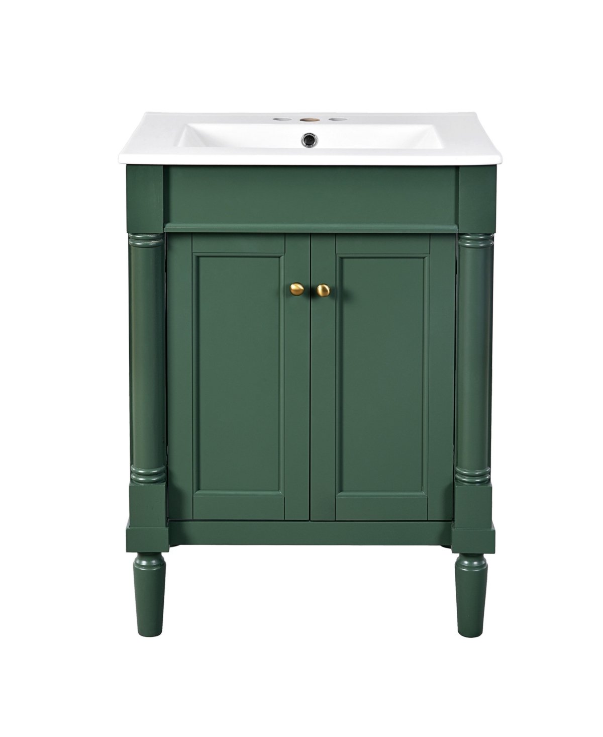 Sillysis 24 Inch Freestanding Bathroom Vanity, Mdf Cabinet with Solid Wood Frame, Ceramic Integrated Sink - Green
