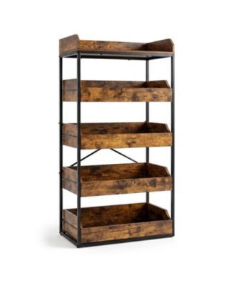 5-Tier Food Storage Rack with 4 Pull-Out Drawers and Adjustable Feet