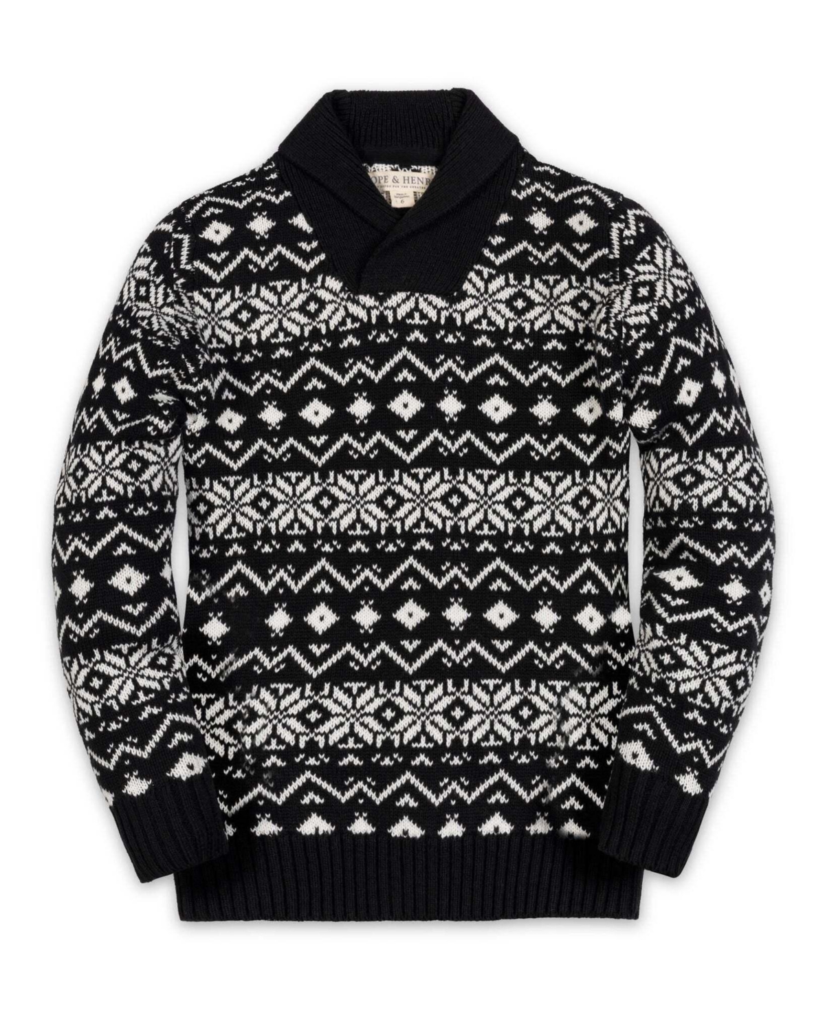 Hope & Henry Boys' 4-20 Fair Isle Shawl-Collar Long-Sleeve Sweater