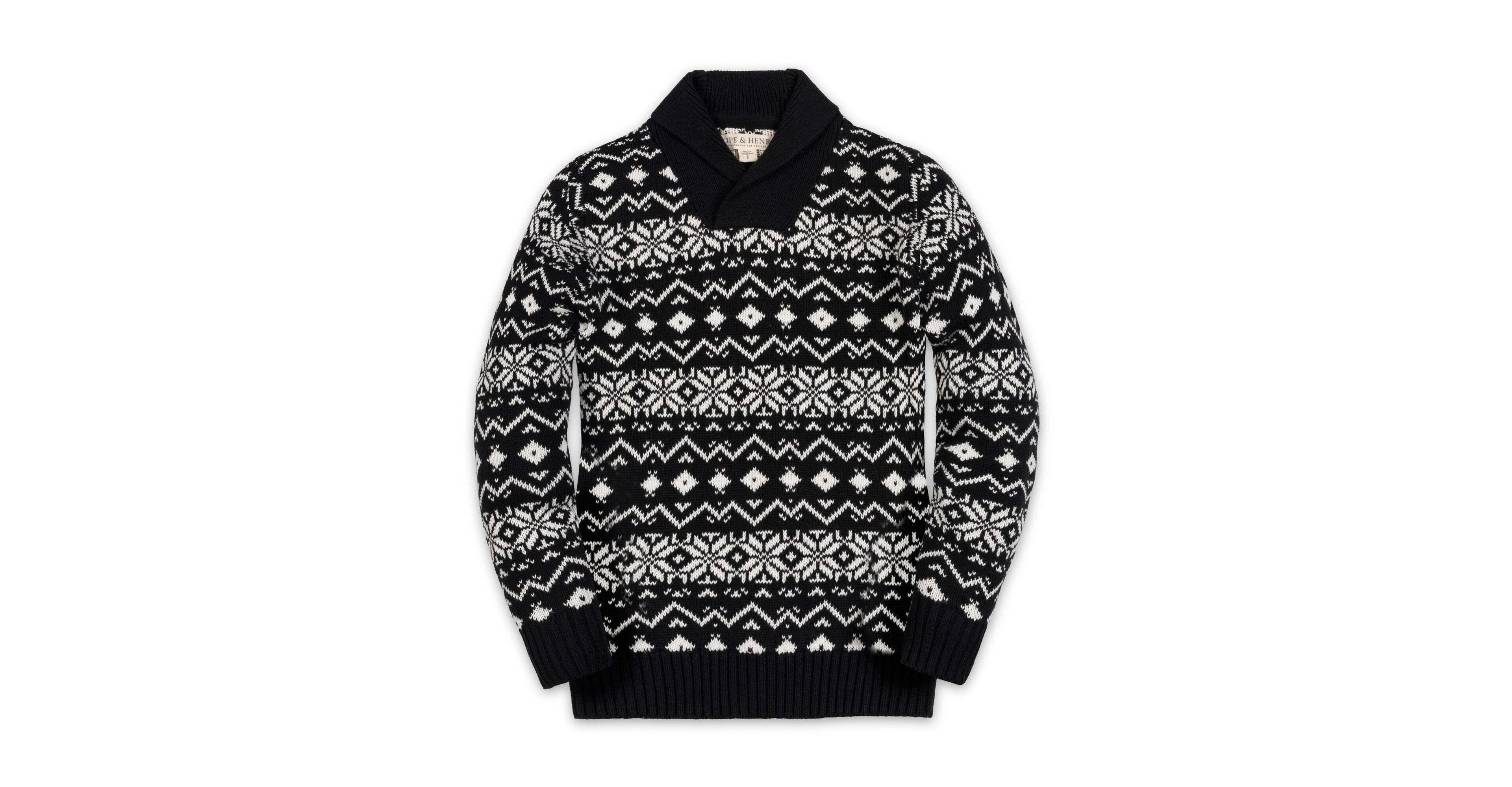Hope & Henry Boys' 4-20 Fair Isle Shawl-Collar Long-Sleeve Sweater