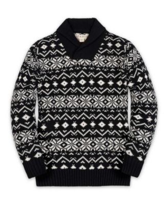 Toddler Boys' 2T-5T Fair Isle Shawl-Collar Cotton Sweater