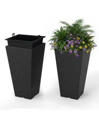 22.5-Inch Square Self-Watering Planter Set with Removable Inner Bucket