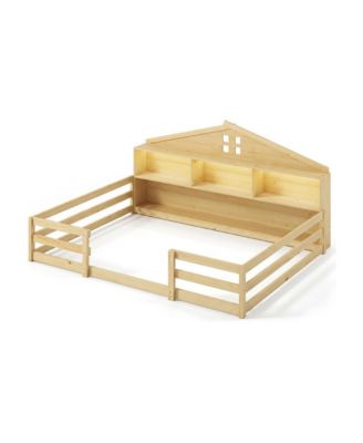 Full Size Montessori Floor Bed with Storage Headboard