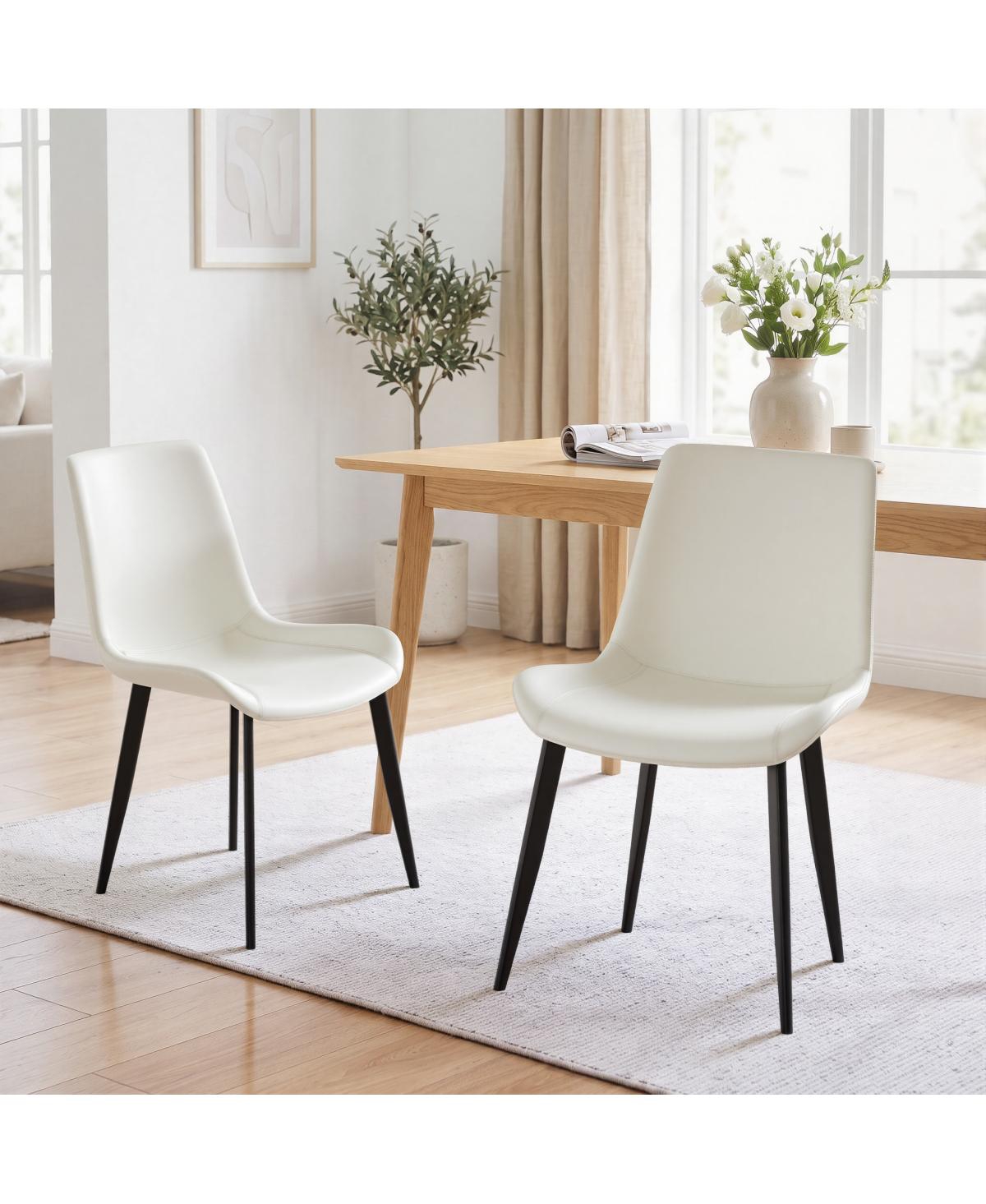 Streamdale Furniture Pu Leather Modern Dining Chairs, Set of 2