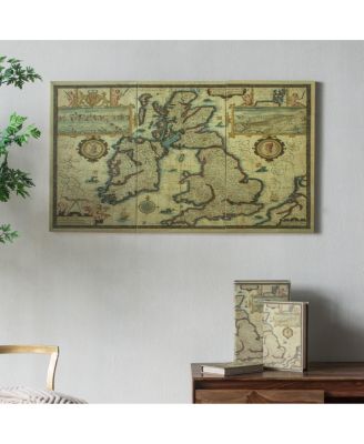 Set of 3 Multicolor World Map Canvas Wall Art Triptych, 41.3" x 23.6"