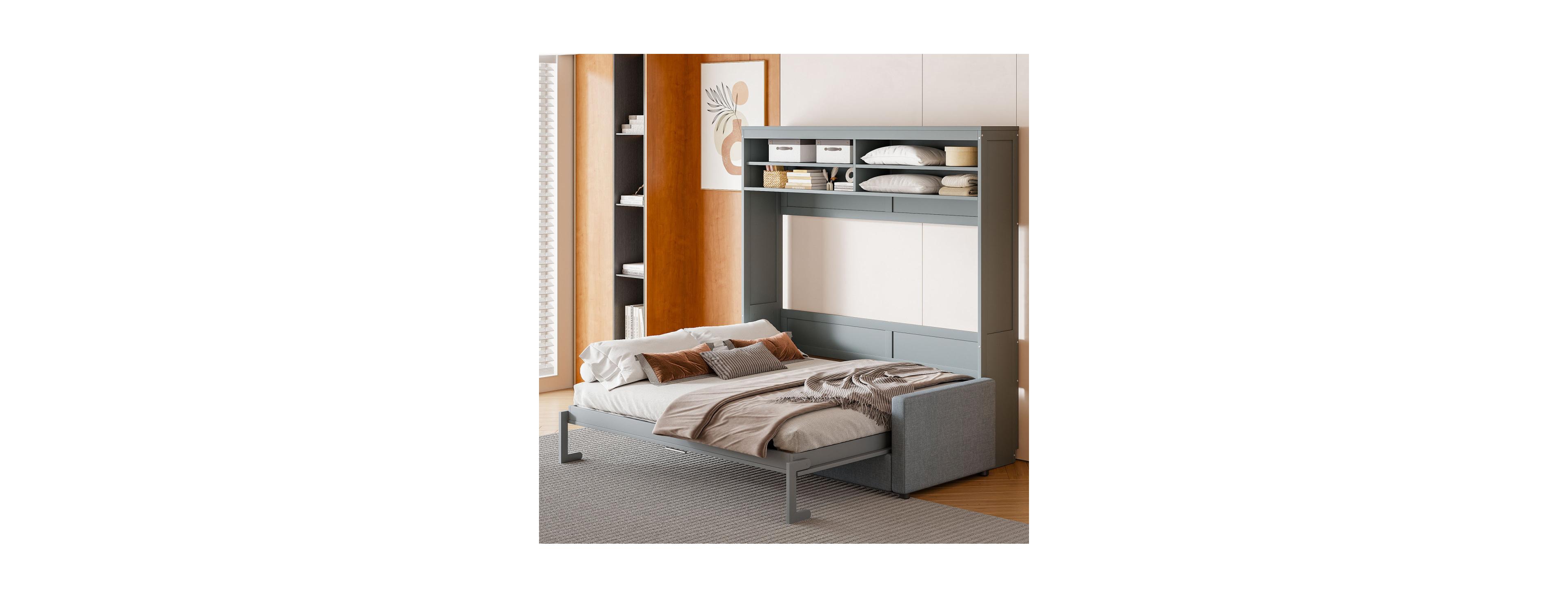 Streamdale Furniture Queen Size Murphy Bed Wall Bed with Sofa