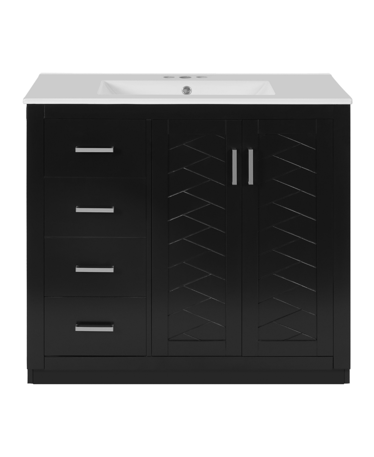 Sillysis 36 Inch Freestanding Bathroom Vanity, Mdf Cabinet with Solid Wood Frame, Ceramic Integrated Sink - Black