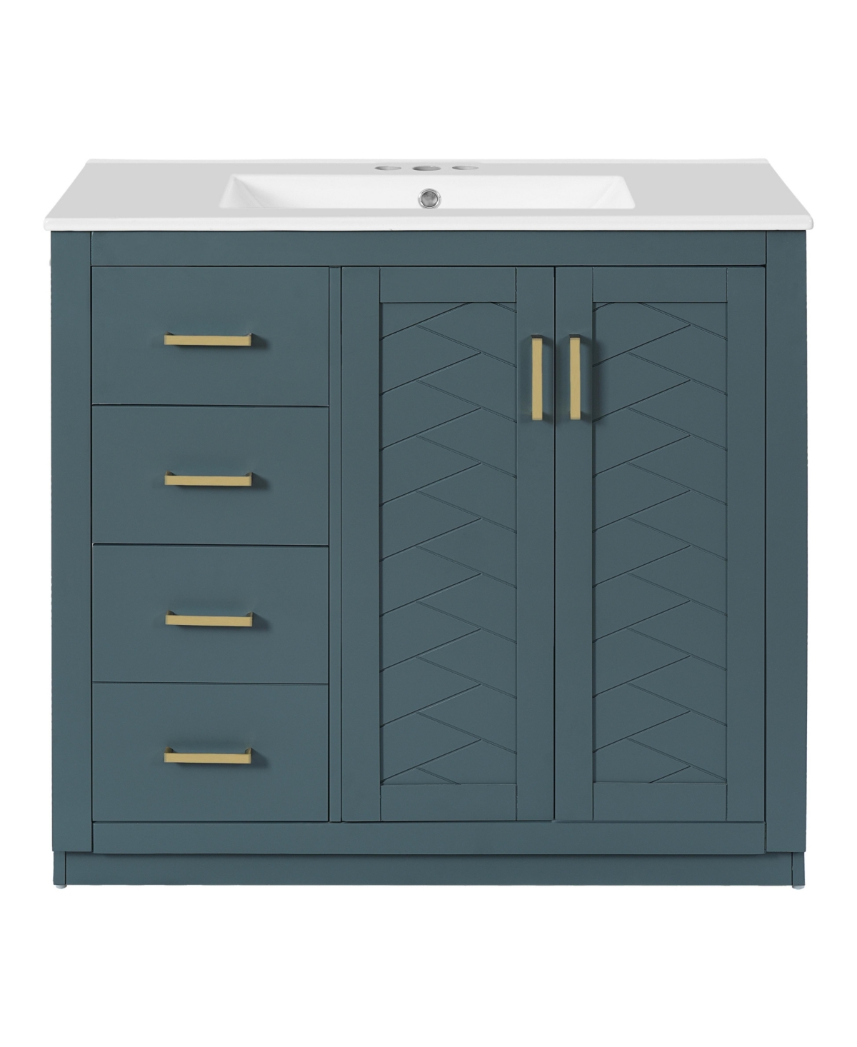 Sillysis 36 Inch Freestanding Bathroom Vanity, Mdf Cabinet with Solid Wood Frame, Ceramic Integrated Sink - Blue